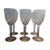 6 glasses white wine / port crystal of Lorraine cut old