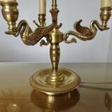 Lampe Lucien Gau style Empire en bronze massif doré à l'or vif "aux cygnes"