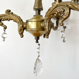 Antique 3-arm brass chandelier with tassels