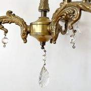 Lustre ancien 3 bras laiton et pampilles