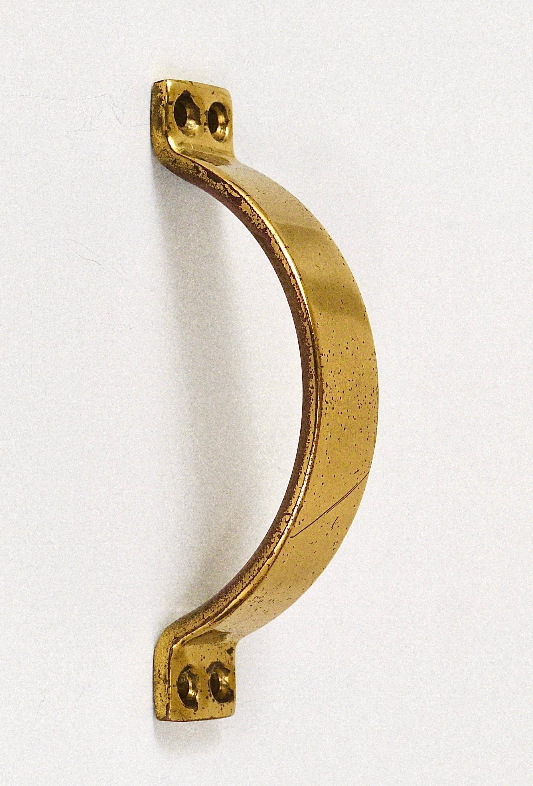 Up to 50 mid-century brass handles for doors, drawers, chests of drawers, Austria, 1950s.