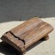 Small stool, footrest in organic blond teak monoxyle wabi-sabi L22