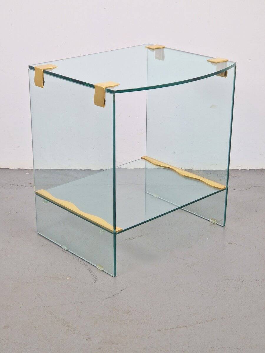 Vintage Regency Brass and Glass Side Table, 1970s