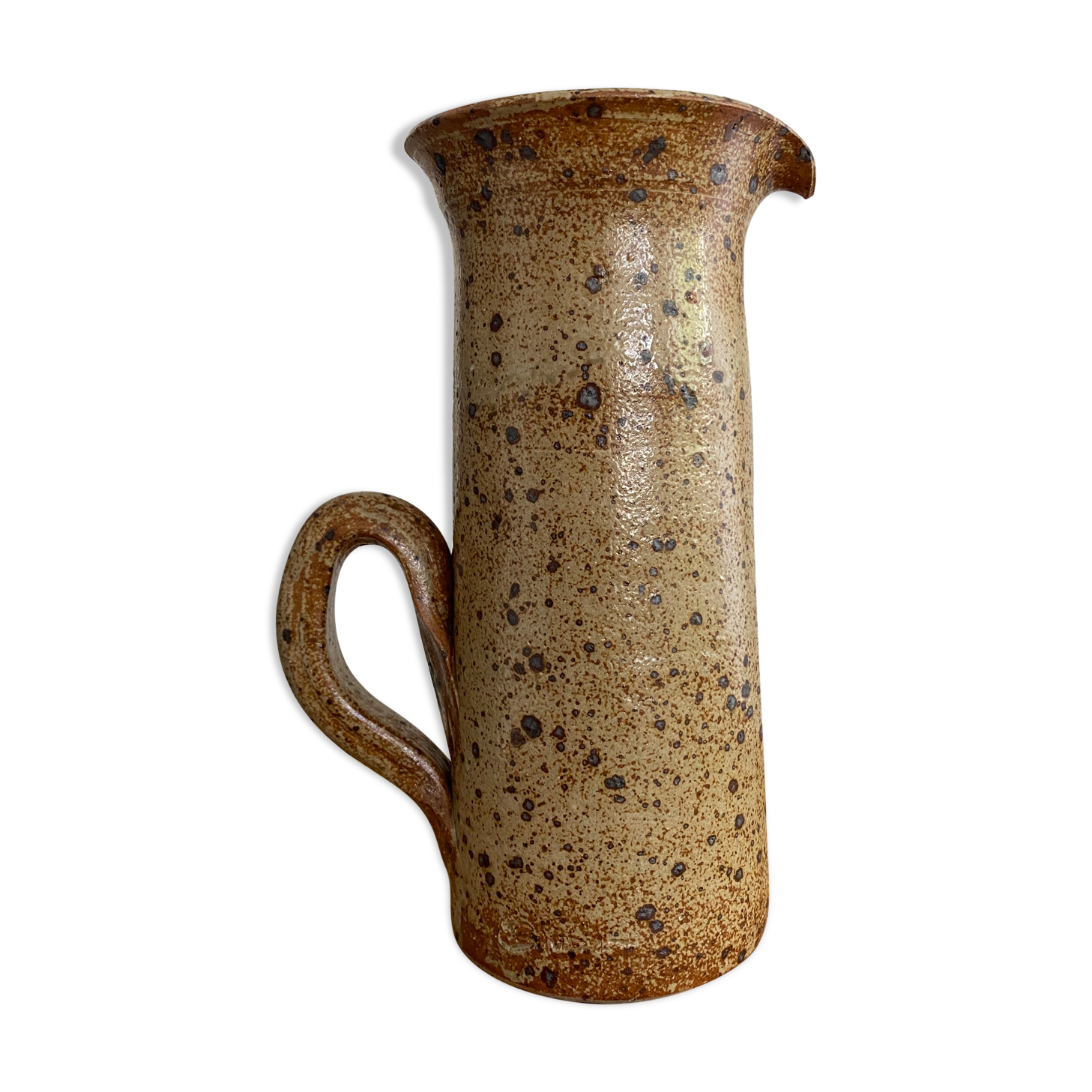 Vintage sandstone pitcher signed Guy Baudat