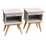 Pair of vintage 1950s compass foot bedside tables