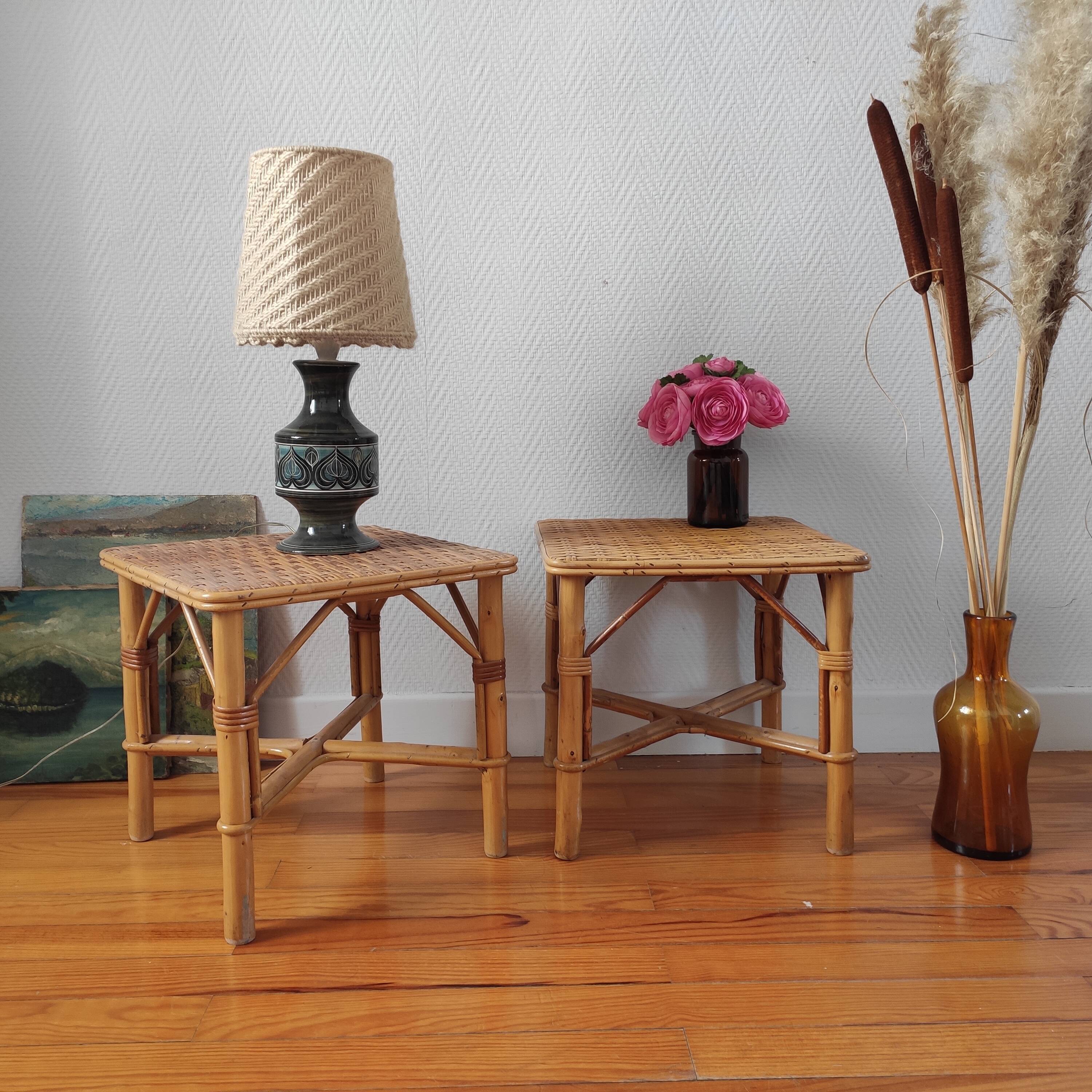 Rattan bedside tables
