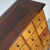 Grande apothicairerie / meuble d'école industrielle néerlandaise en hêtre, milieu du 20e siècle