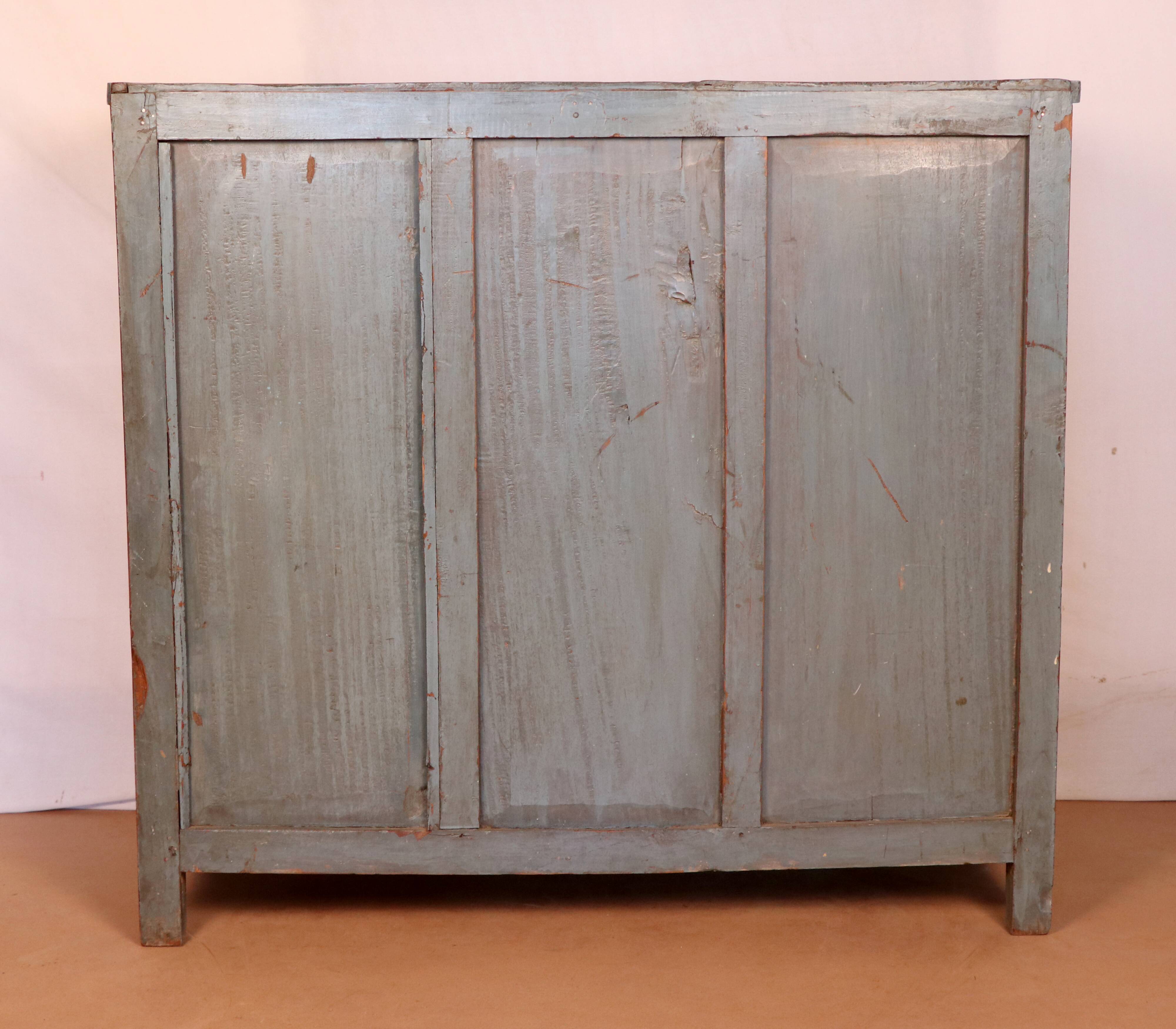 Old original grey-blue patina burmese teak sideboard