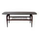 Danish teak coffee table with a double top, 1950s design.
