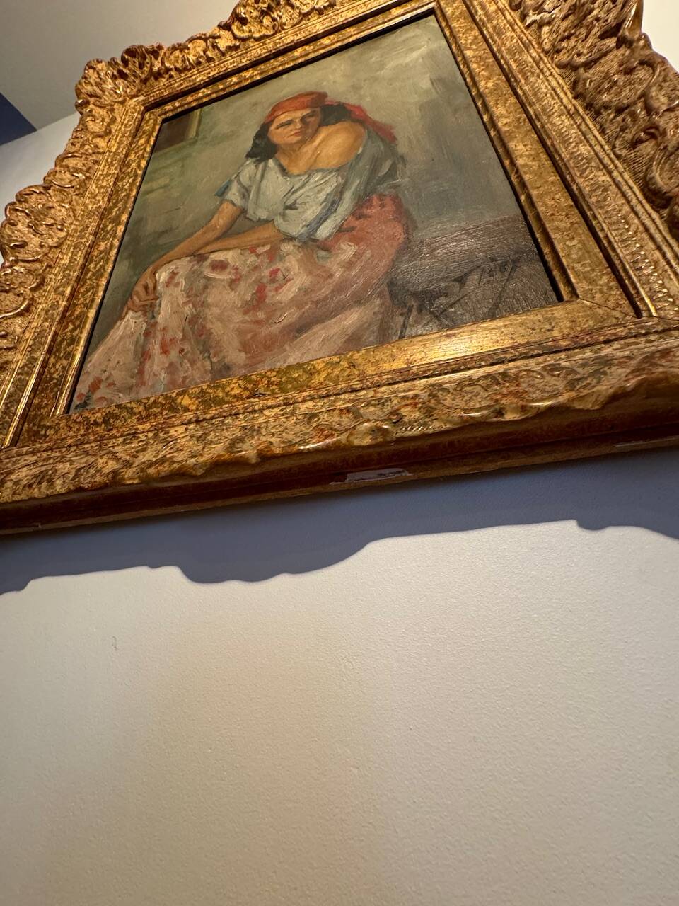 Old painting, portrait of a gypsy woman, signed Yves Diey, 20th century