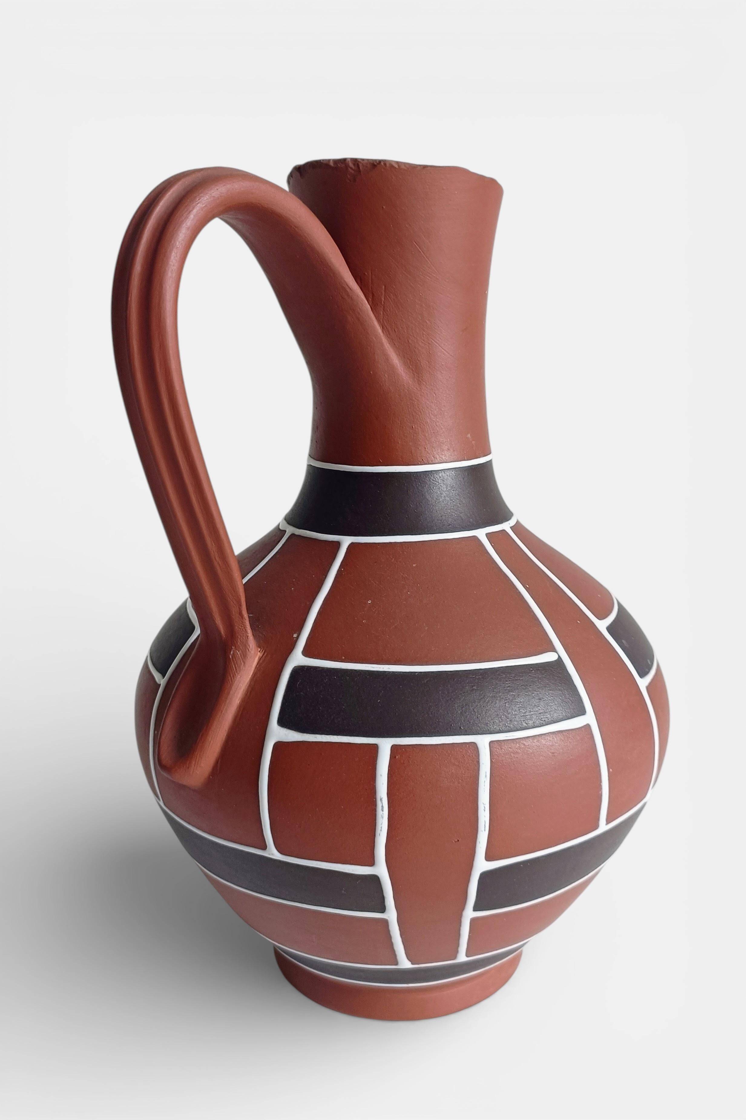 Mid-Century Modern Terracotta Pitcher by AKRU, West Germany, 1950s