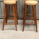Tabourets de bar bistrot en chêne et cuir