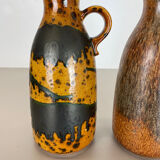 Set of Two Pottery Fat Lava Vases "Multi-Color" by Scheurich, Germany, 1970s