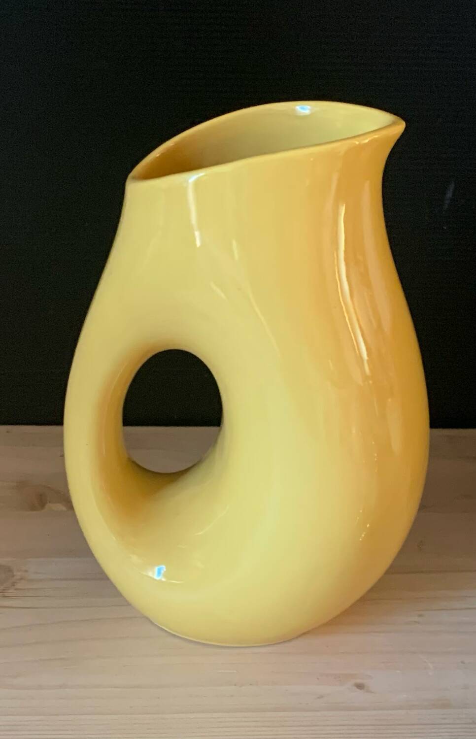 Vintage yellow ceramic pitcher