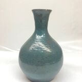 Speckled blue ceramic vase signed AP