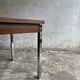 Mid-Century Belgian Brown Wood Veneer Dining Table with Chrome Legs — Silver Metal Base