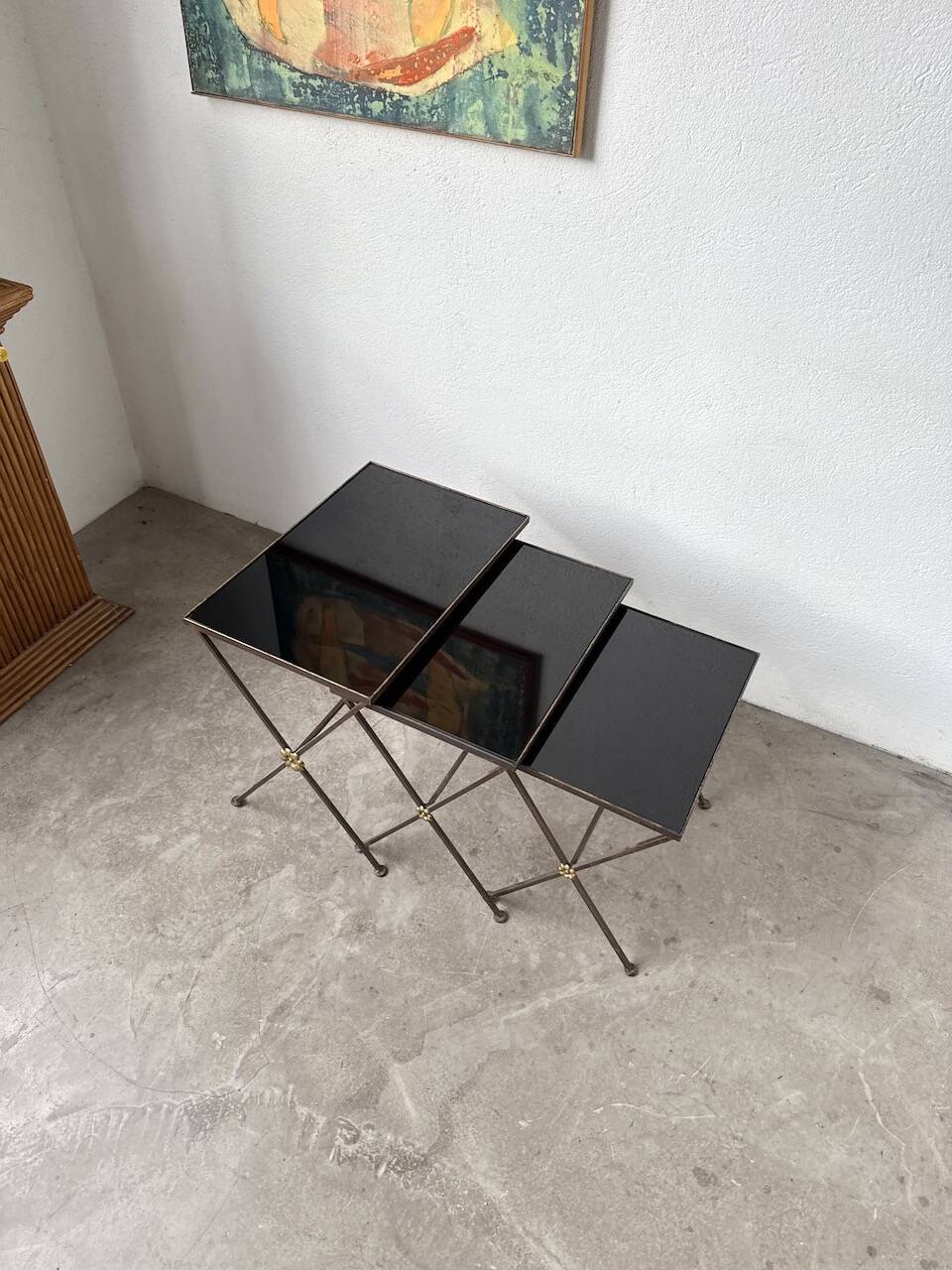 Adnet 1950s nesting tables trio