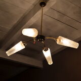 Golden vintage lustre - black metal 1960