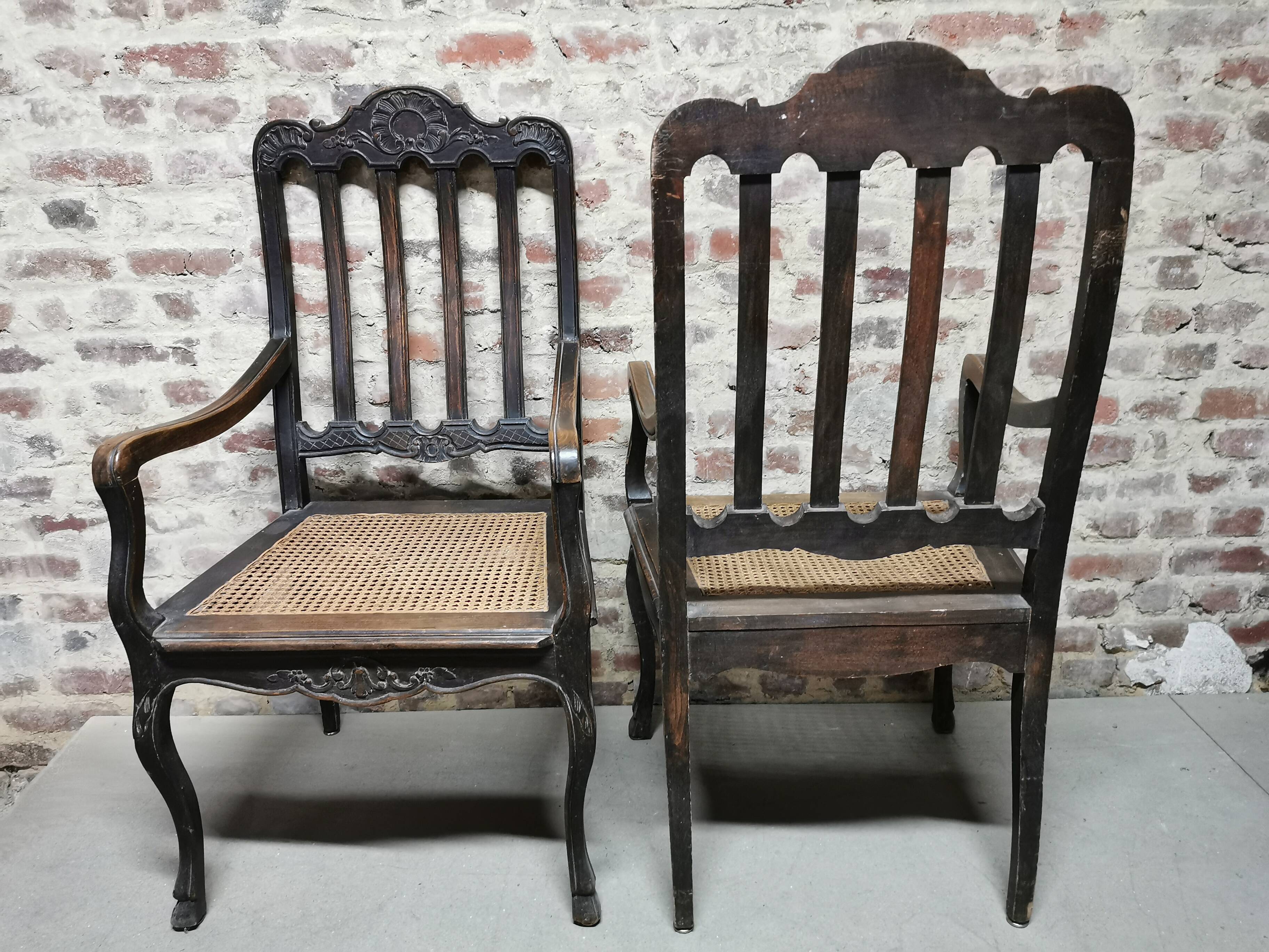 Paire de Fauteuils Cannés anciens , Style Louis XV / régence