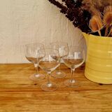 Set of 4 vintage engraved stemmed glasses