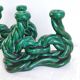 Set of 2 green ceramic candlesticks signed Hubert Pernin, Vallauris