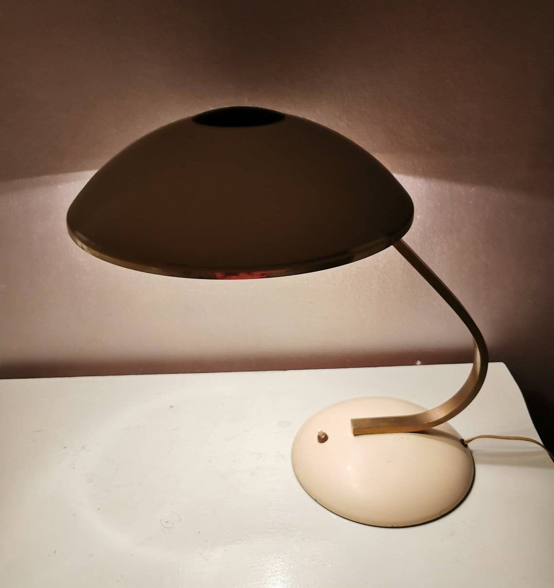 Vintage hillebrand metal table lamp 1970s
