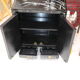 Small storage cabinet or bedside table lacquered black incised and painted