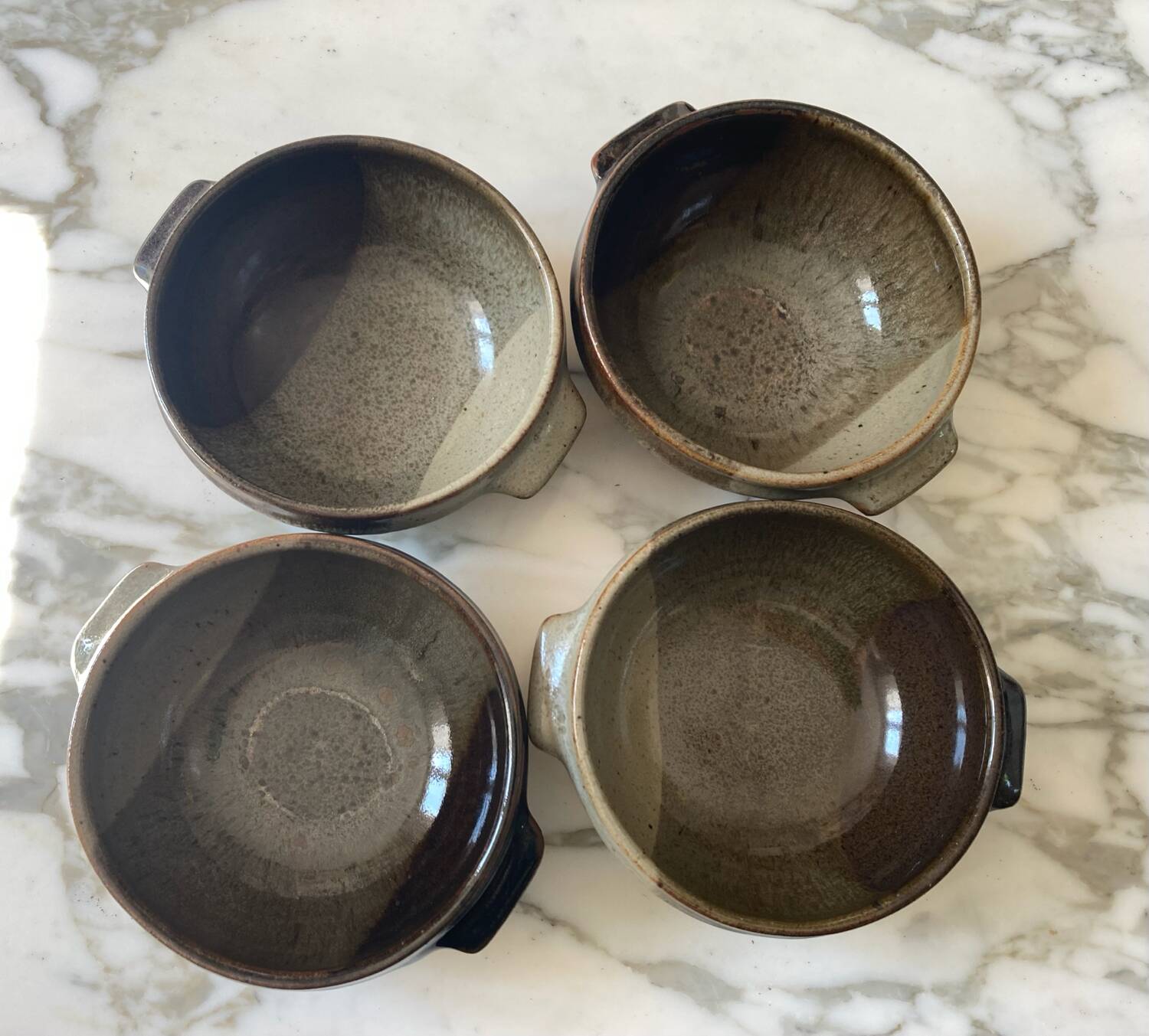 4 bols à oreilles en grès du Marais vintage