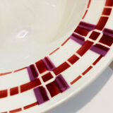 5 hollow plates in burgundy and red earthenware Stuart mill ds loups