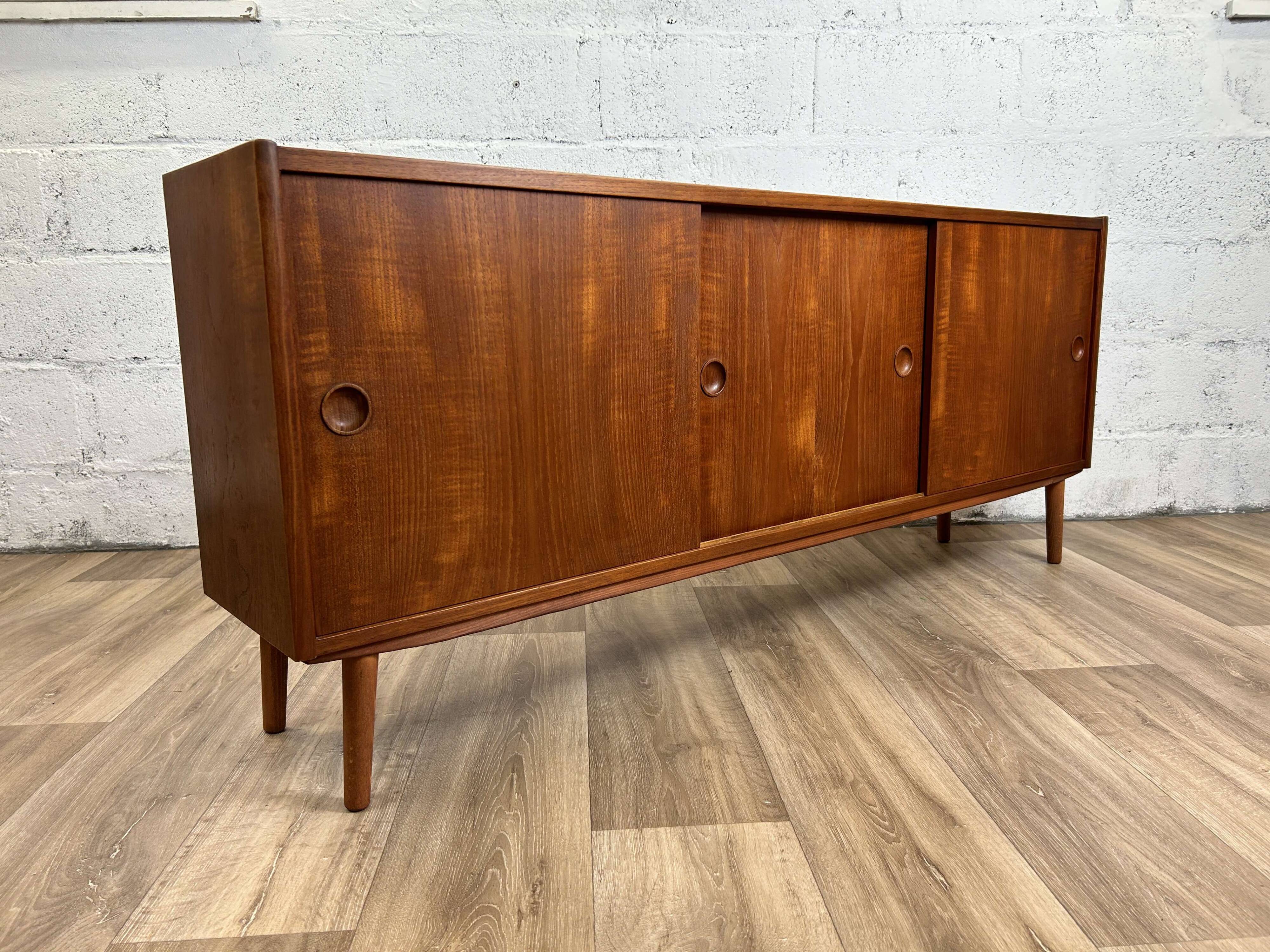 Vintage Scandinavian teak sideboard with 3 sliding doors, 1960s