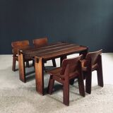 Constructivist Oak Dining Table, Belgium, 1960s