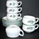 Series of 6 porcelain cups by Rosenthal GERMANY - Lacroix Green Turtle Décor