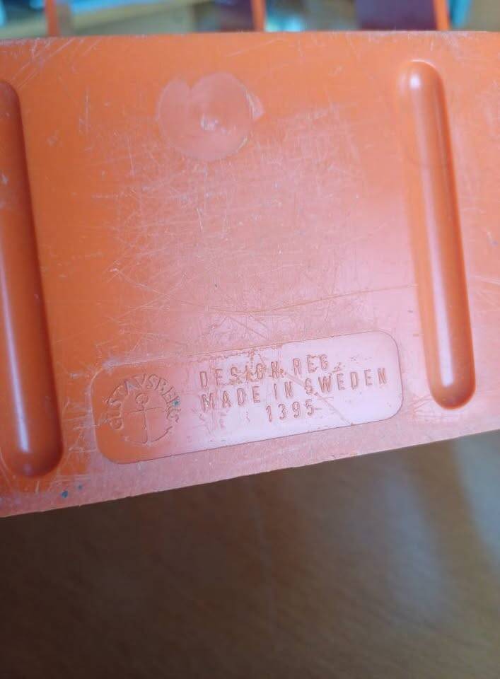 Vintage orange vinyl record storage unit by Sven Eric Juhlin for Gustavberg