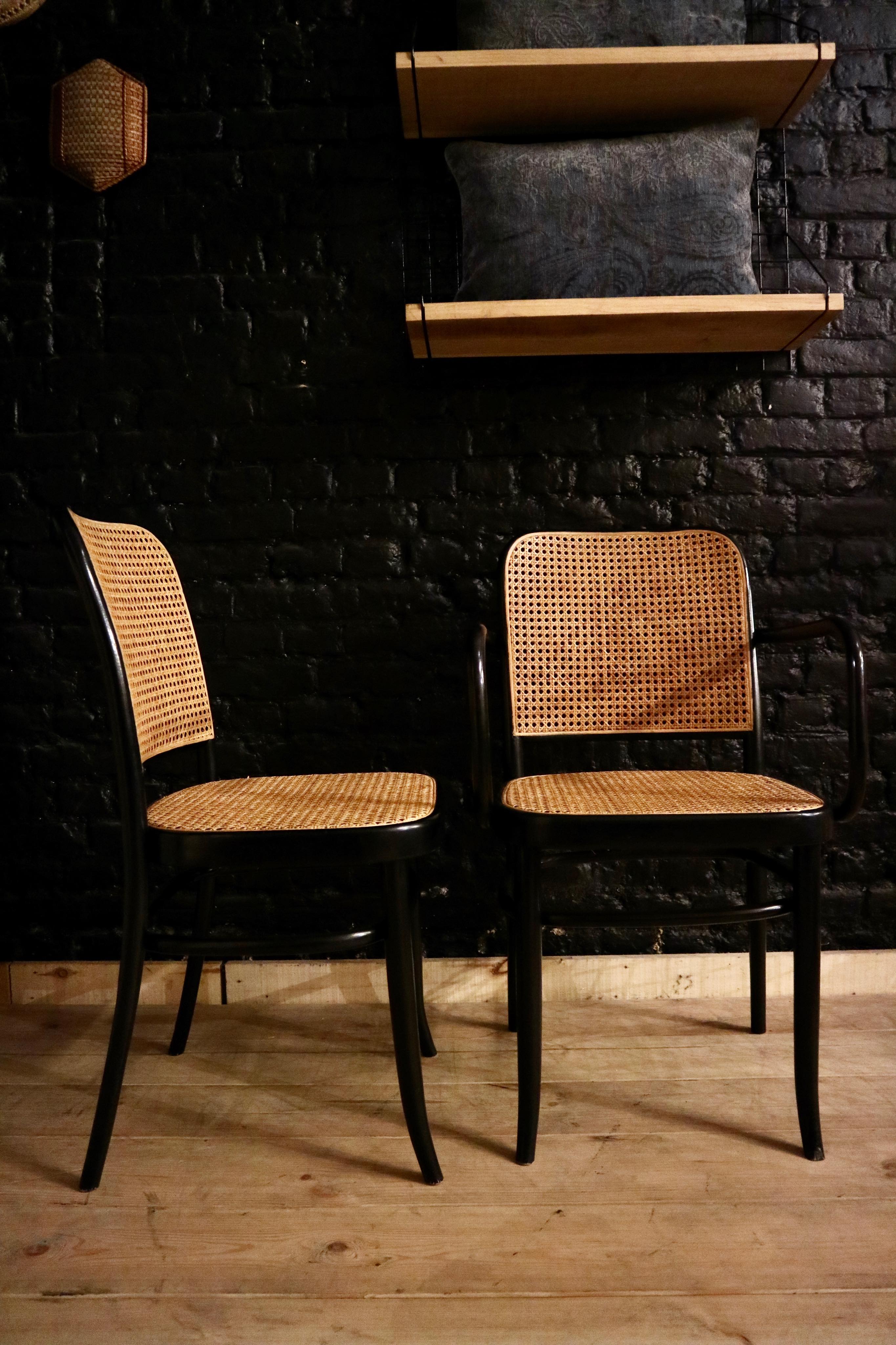 Lot an armchair and chair 811 Josef Hoffmann Thonet Prague