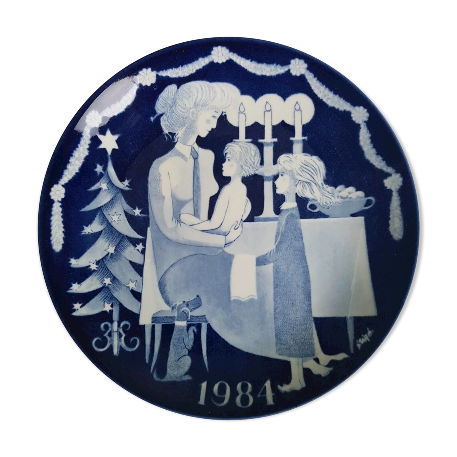 Christmas plate Gustavsberg Sweden Stig Lindberg 1984