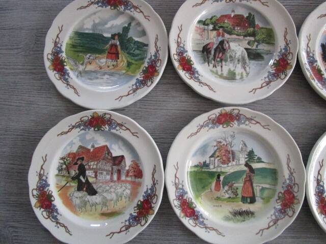 SARREGUEMINES: OBERNAI model - 6 dessert plates - H.LOUX