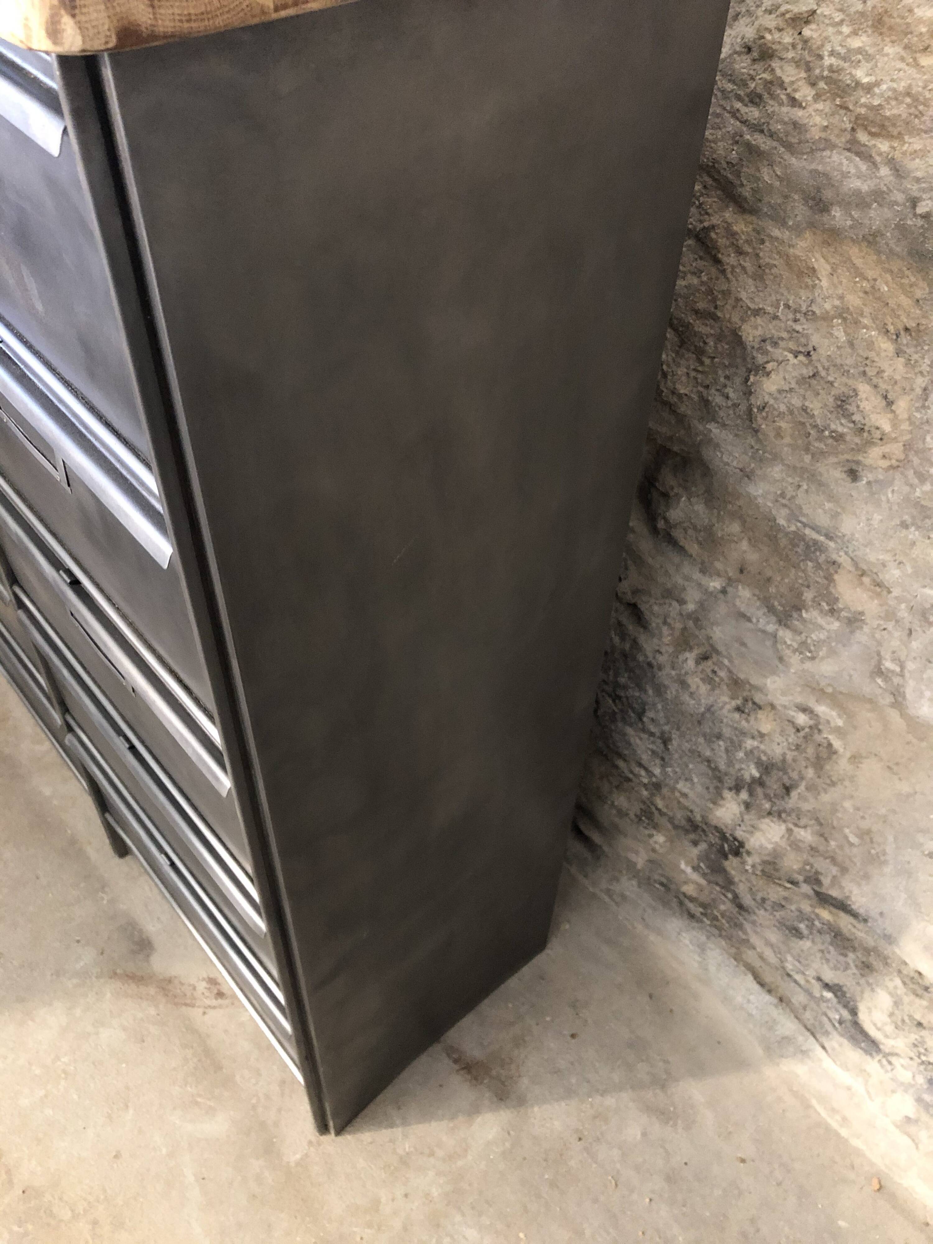 Ronéo furniture with 10 industrial wood and metal flaps