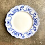 Plat rond Sarreguemines en faïence bleue, service "Corbeille"