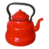 Red enameled teapot