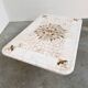 Large Italian pietra dura marble mosaic coffee table, floral inlay, Carrara marble