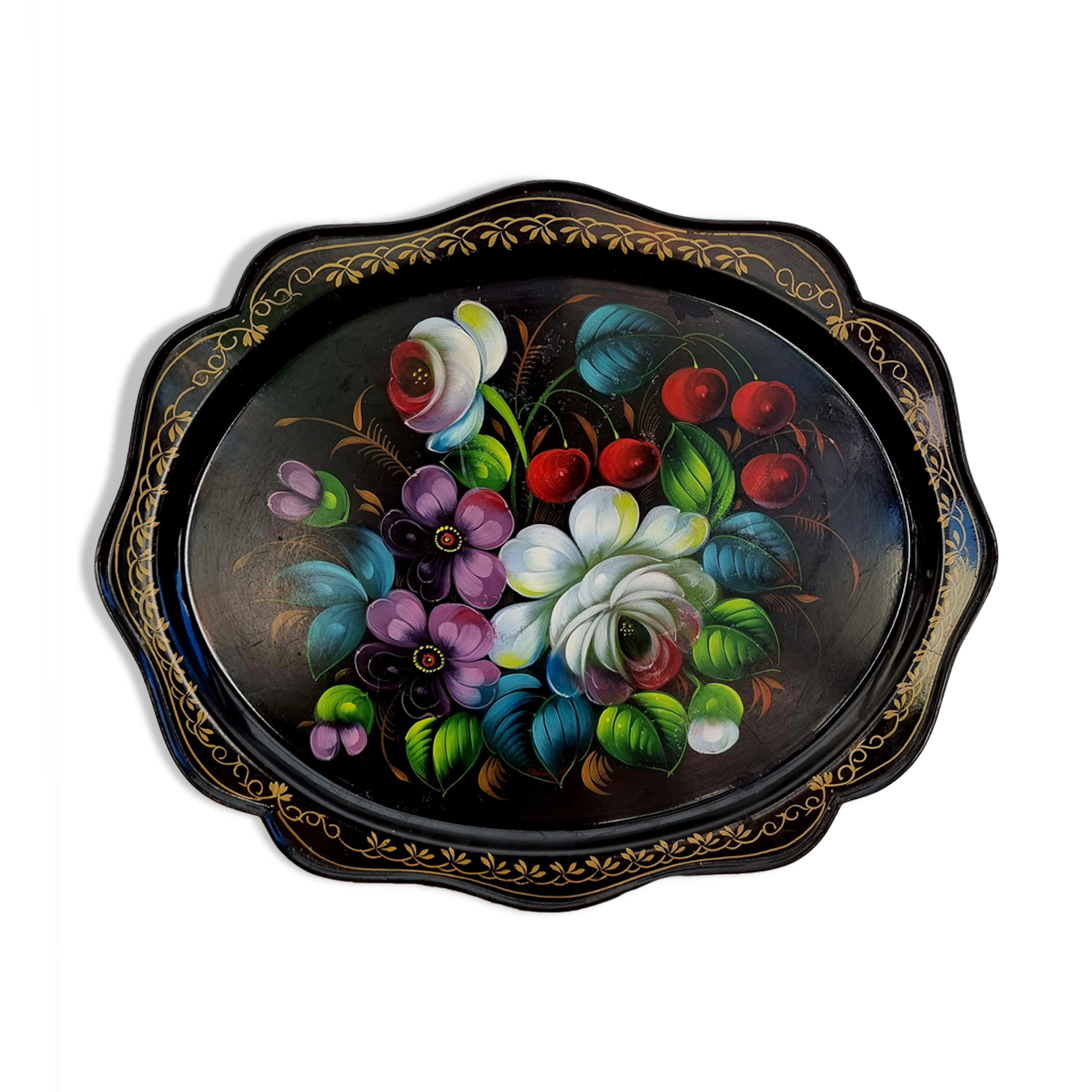 Metal tray with flowers Made in USSR