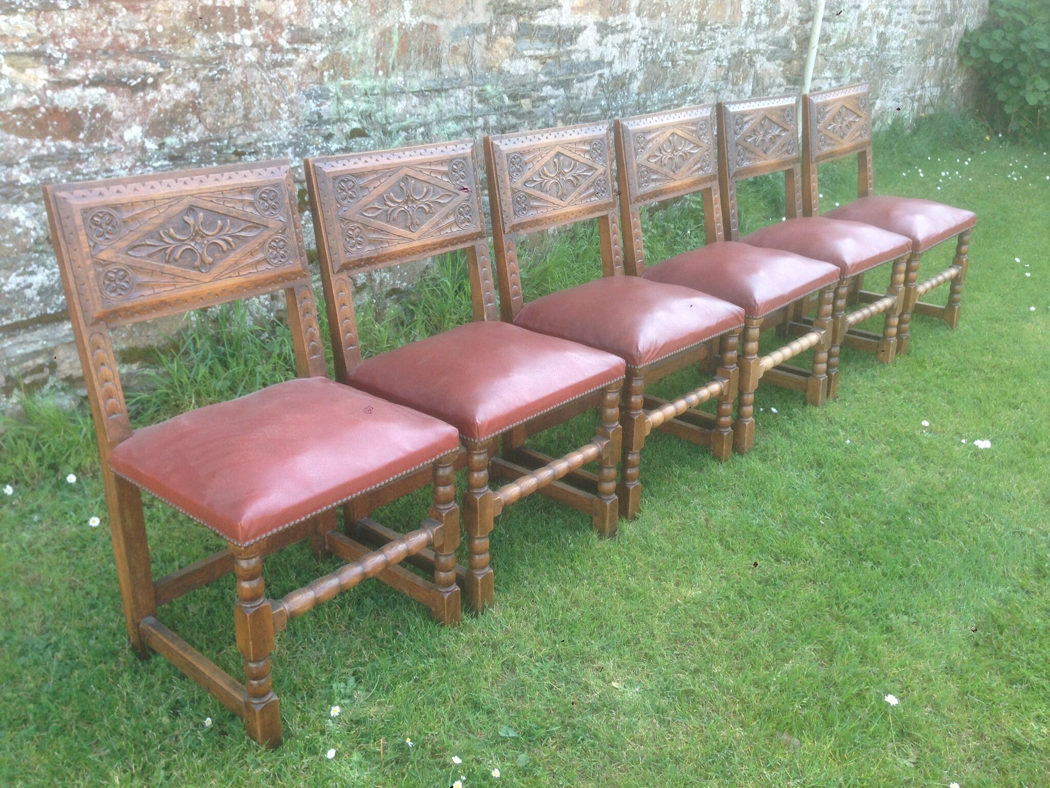 Rustic old oak chairs