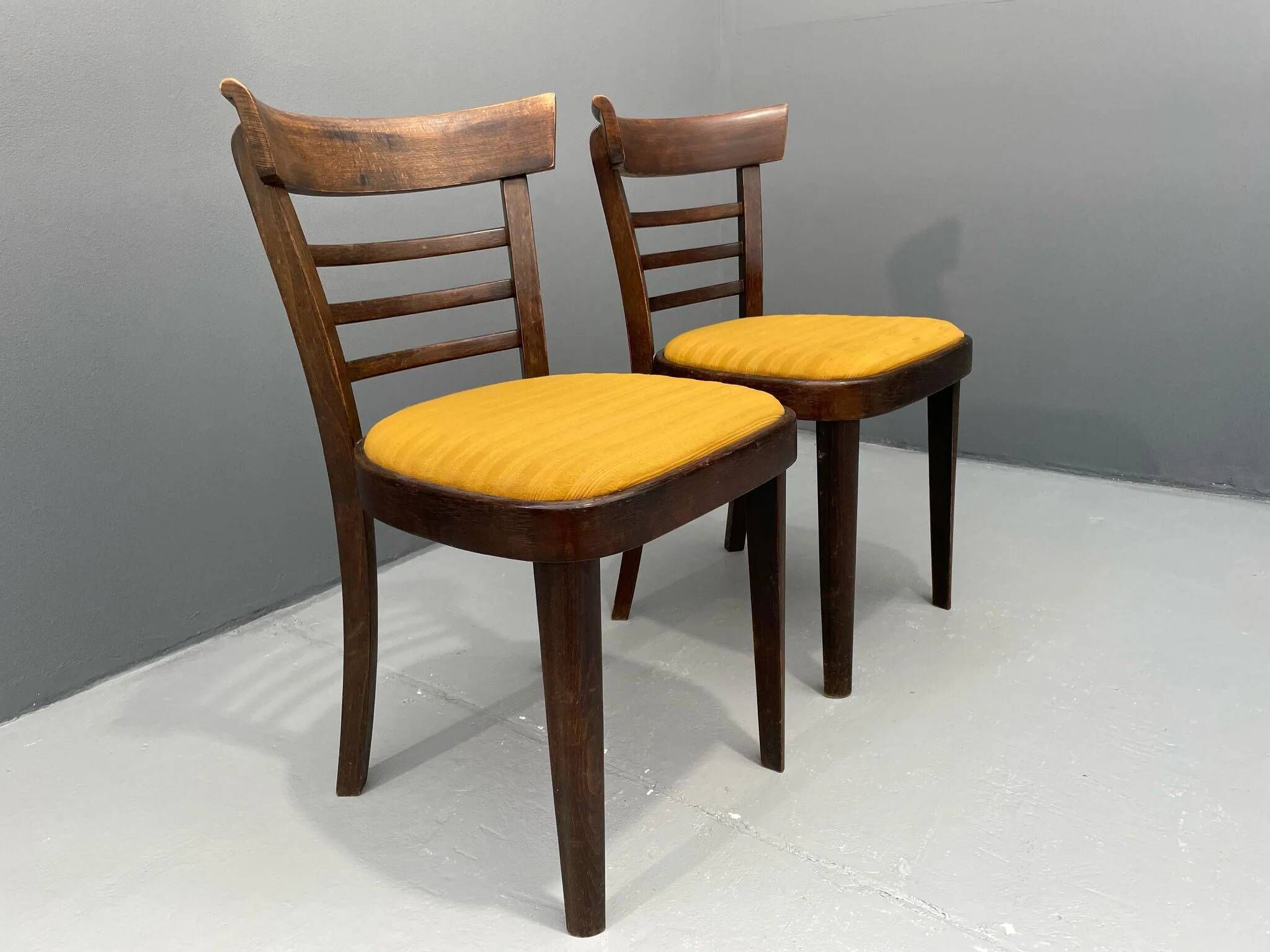 Pair of dining chairs by INTERIER n. p. Praha, wooden dining seating, 1974