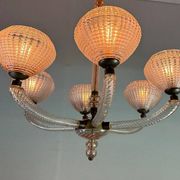 Venetian chandelier in pink Murano glass, circa 1930