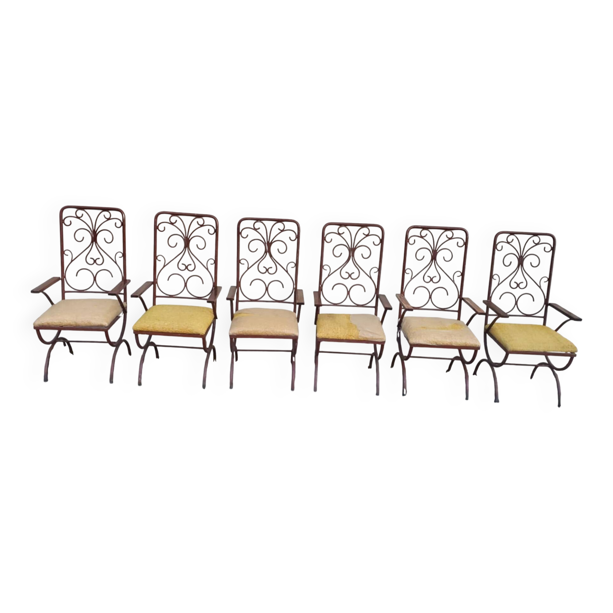 Set of 6 artistic ironwork armchairs by Raymons Menos d'Haiti