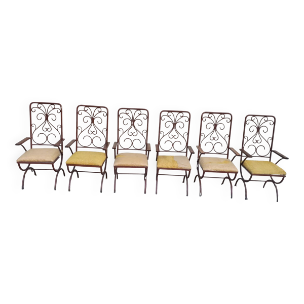Lot de 6 fauteuils en ferronerie d'art de raymons menos  d'haiti