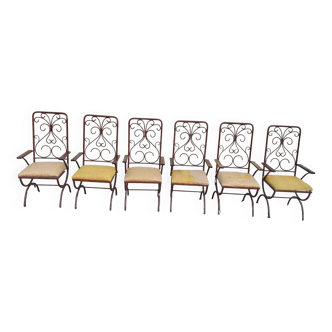 Lot de 6 fauteuils en ferronerie d'art de raymons menos  d'haiti