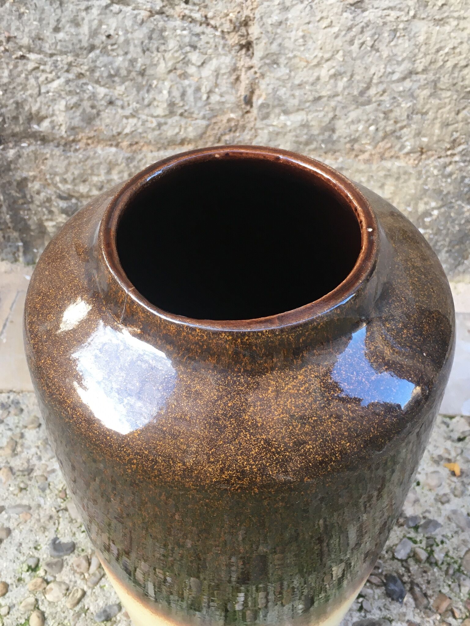 Vase from West Germany in degraded beige & brown