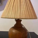 Lampe boule bois massif avec abat jour