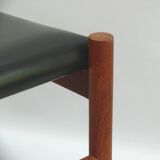 Ottoman - stool, teak - faux leather, Spottrup Denmark - 1960s
